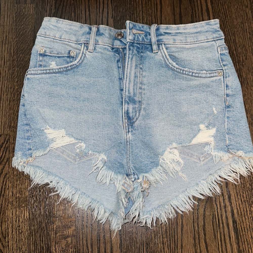 Zara High Rise Denim Jean Shorts